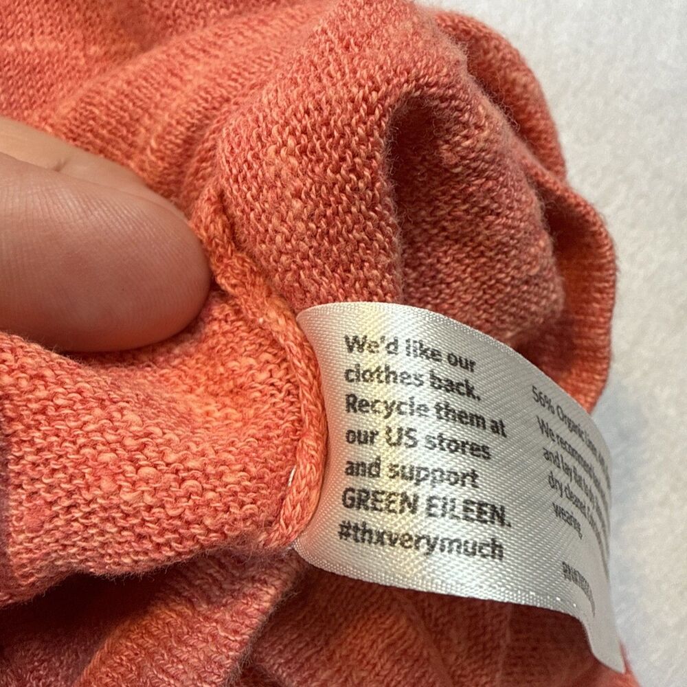 Eileen Fisher Organic Linen Cotton Pink Orange Lightweight Sweater S Guava - Picture 10 of 11
